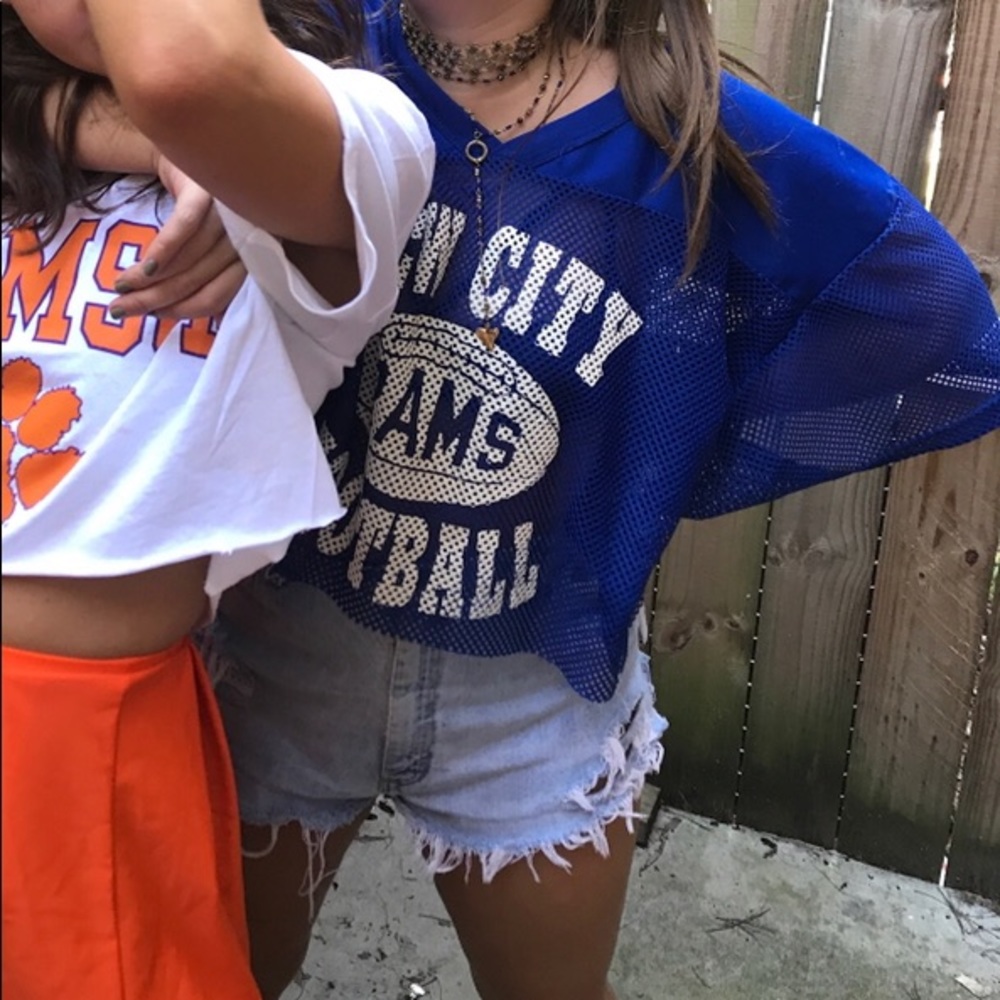 Vintage cropped sheer football jersey